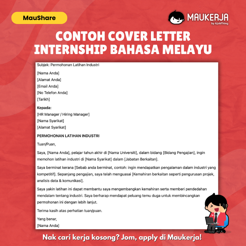 Contoh Cover Letter Internship Bahasa Melayu